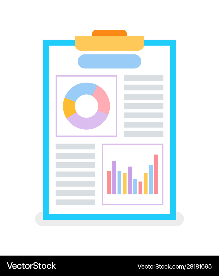 Page with diagrams and graphs on flip chart Page with diagrams and graphs on flip chart vector image