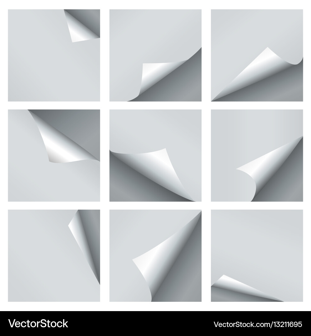 Paper curl set turn curled empty pages Vector Image