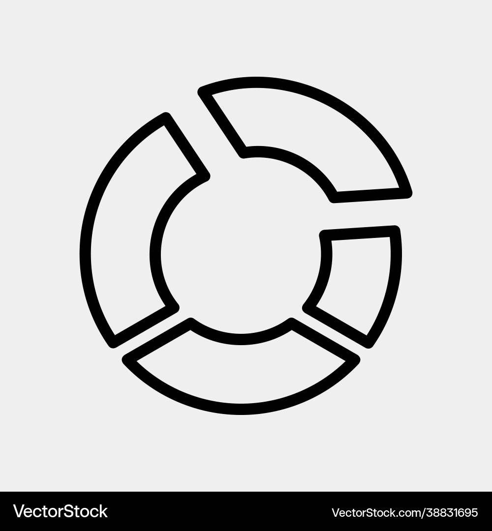 Pie chart icon in line style for any projects Pie chart icon in line style for any projects vector image