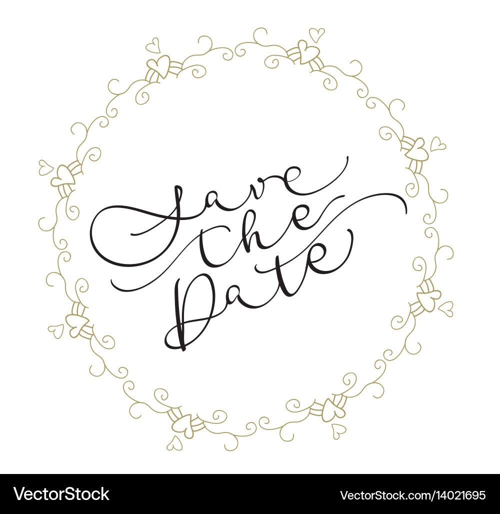 Save the date text in frame on white background Vector Image