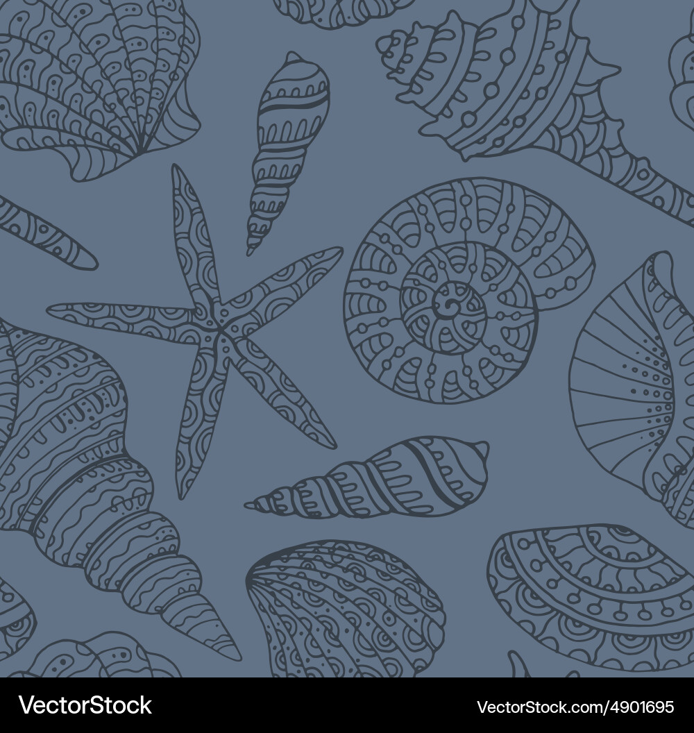 Seamless pattern with seashells vector image