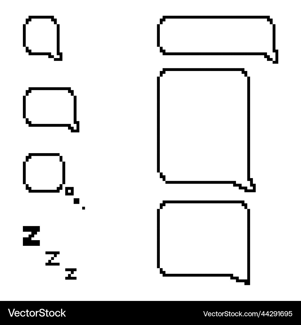 Set different shape pixel speech bubble geometric Set different shape pixel speech bubble geometric vector image