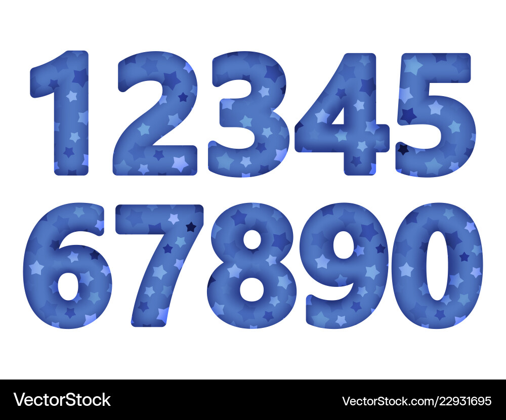Set of three-dimensional numbers with winter decor Set of three-dimensional numbers with winter decor vector image