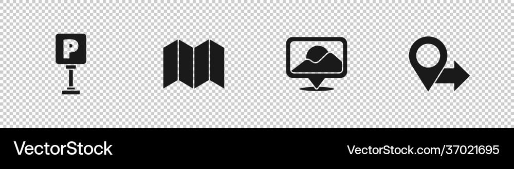 Set parking folded map location and icon Set parking folded map location and icon vector image