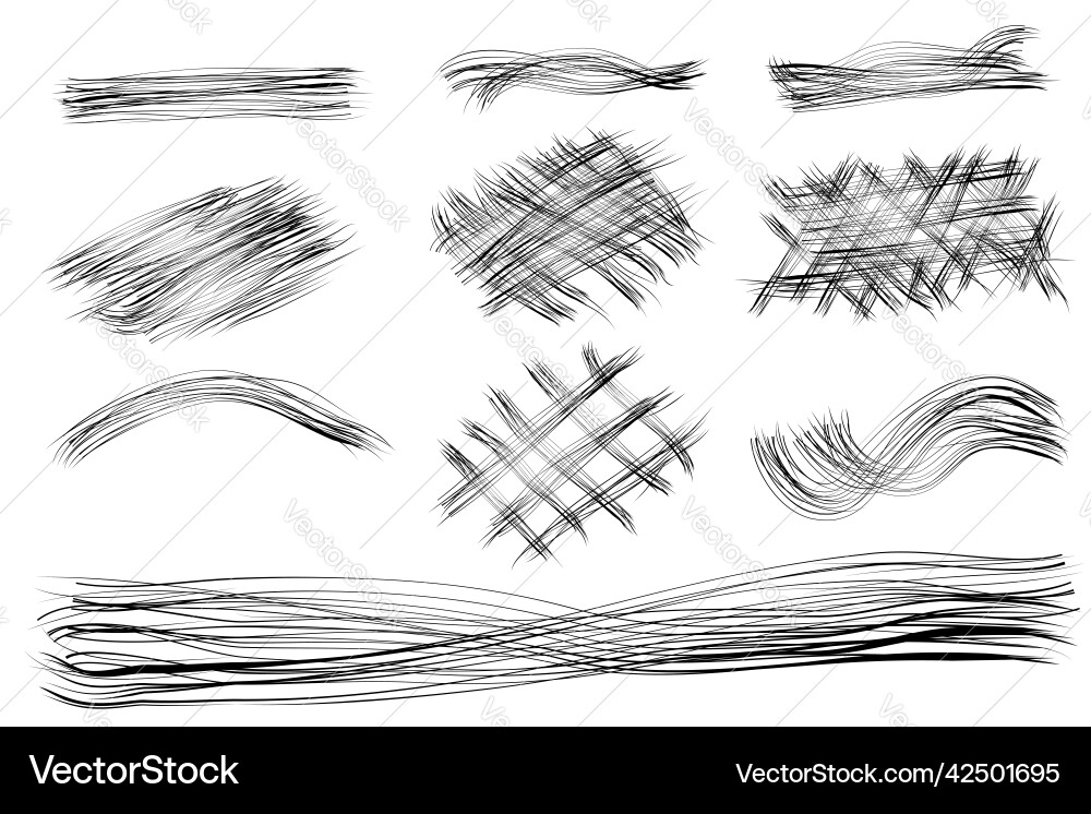 Simple set 10 multiple line scribble isolated vector image