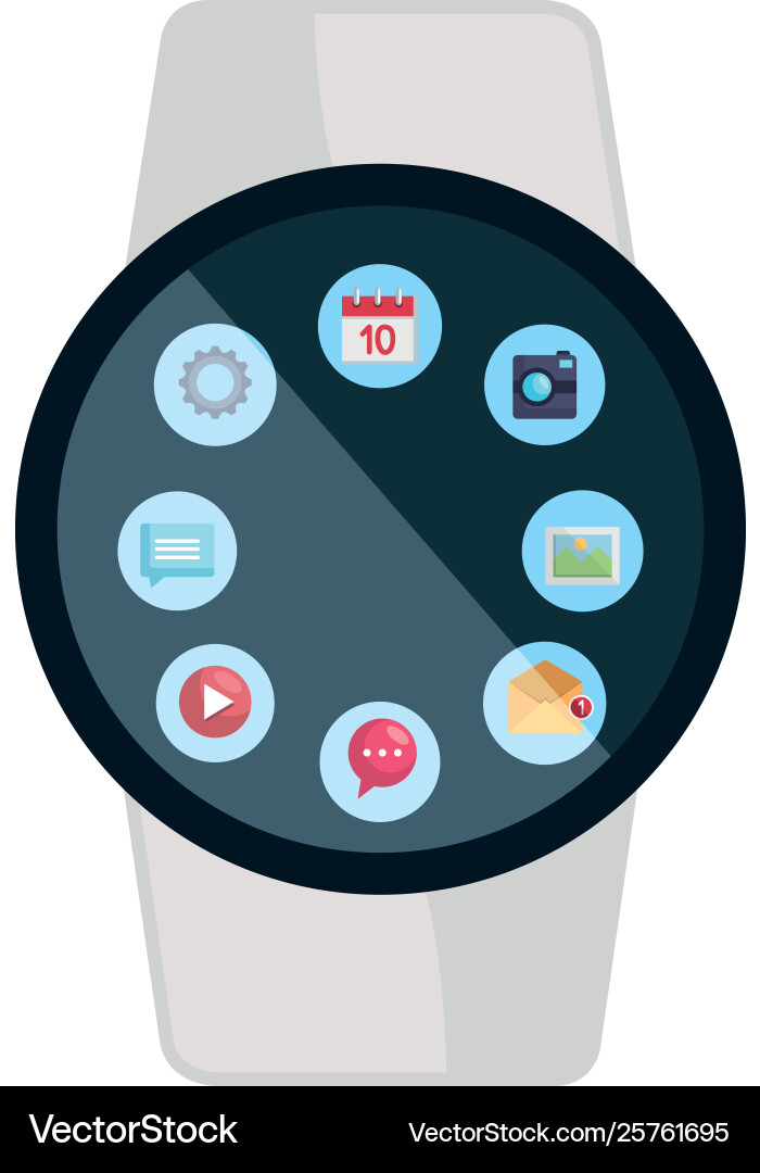 Smartwatch weareable with applications menu Smartwatch weareable with applications menu vector image