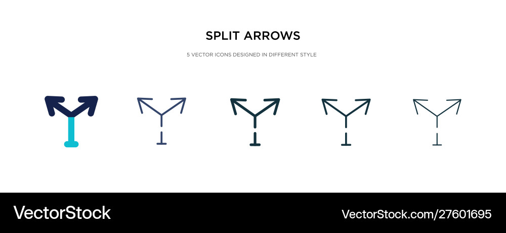 Split arrows icon in different style two colored Split arrows icon in different style two colored vector image