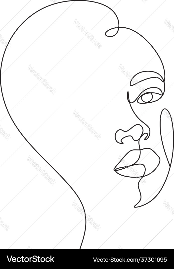Surreal faces continuous line drawing set vector image