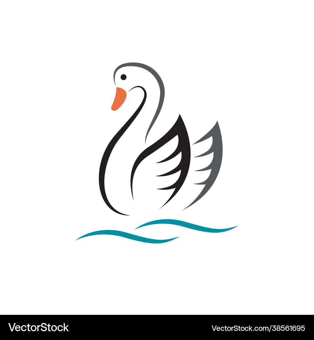 Swan design on white background easy editable Vector Image