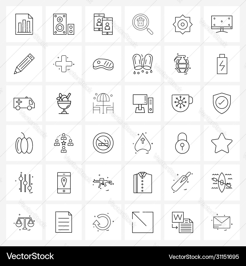 Ui set 36 basic line icons waste Vector Image