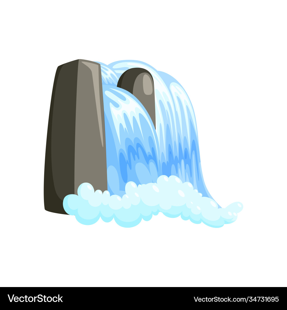 Waterfall cascade in splashing down with foam Waterfall cascade in splashing down with foam vector image