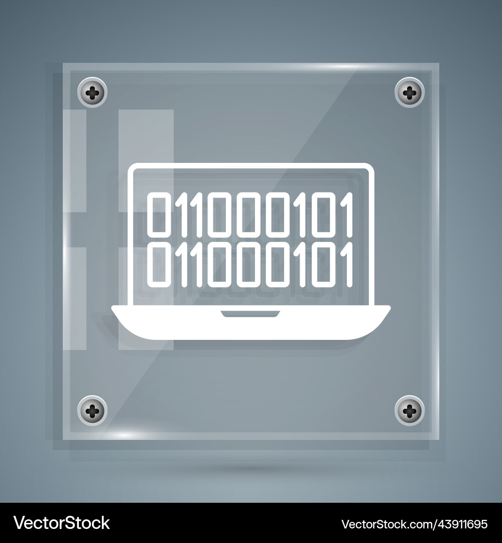 White binary code icon isolated on grey background Vector Image