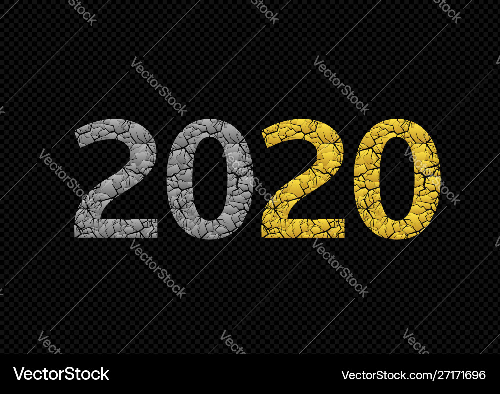 2020 broken golden numbers 2020 broken golden numbers Vector Image