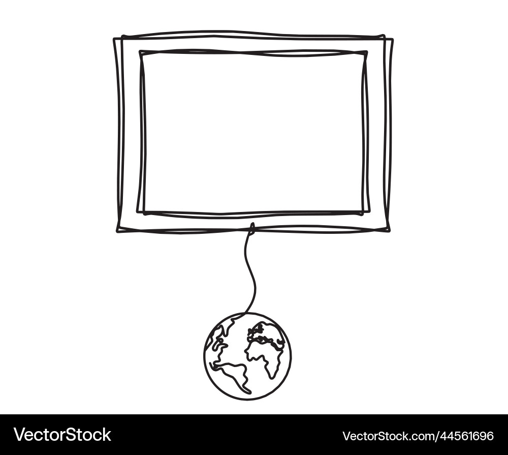 Abstract picture frame with globe as continuous Vector Image
