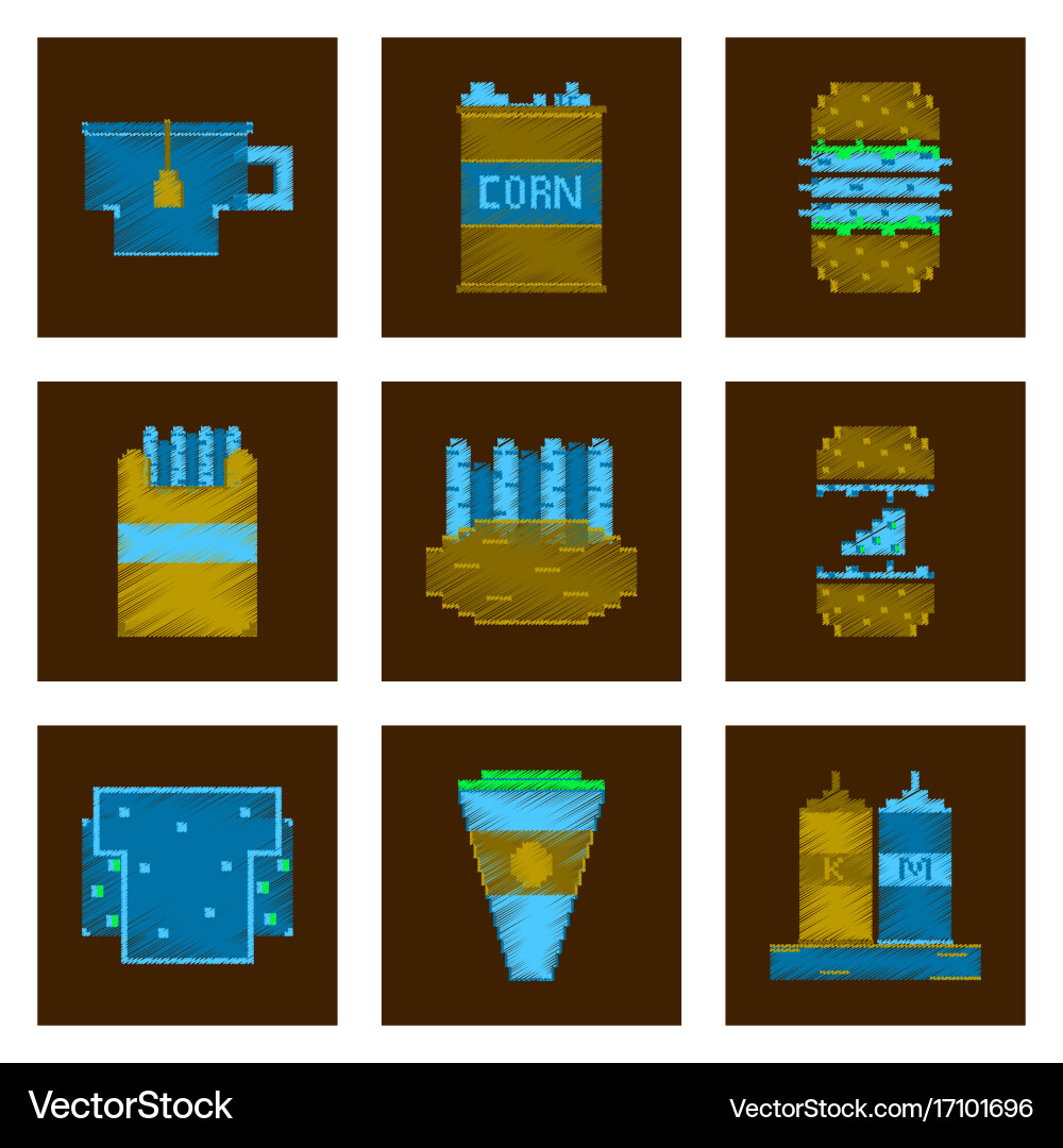 Assembly of flat shading style pixel icon fast Vector Image