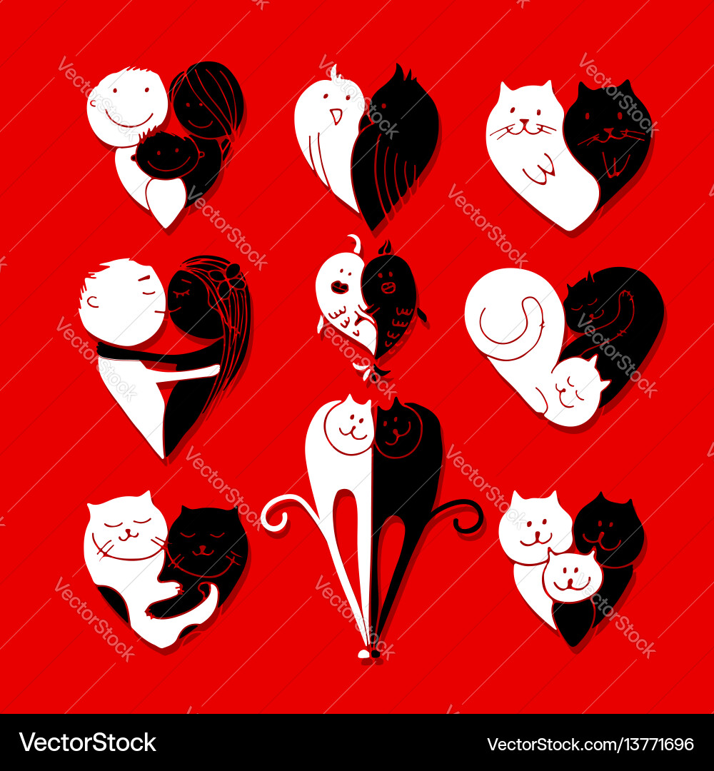 Couples set of sketches for your design Couples set of sketches for your design vector image
