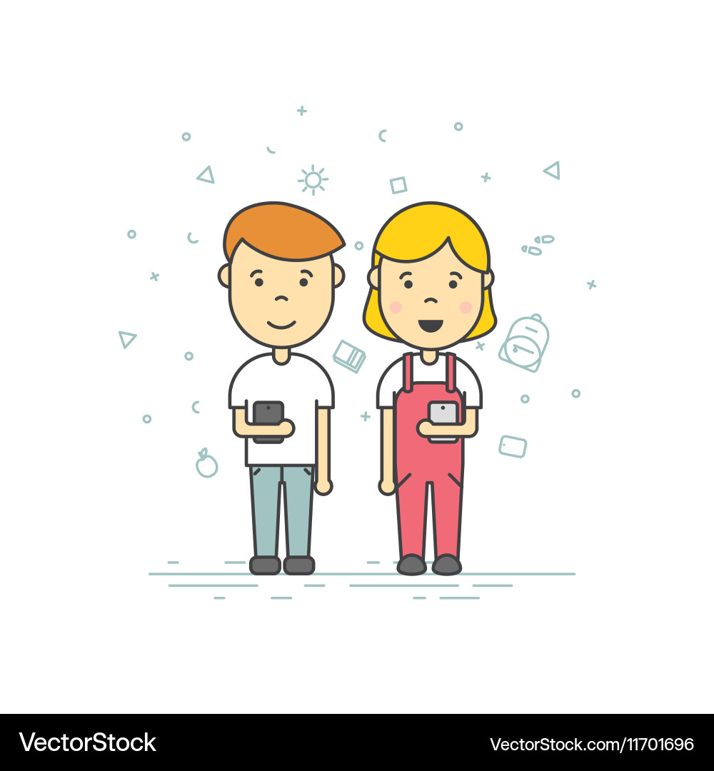 Cute pupils students Vector Image