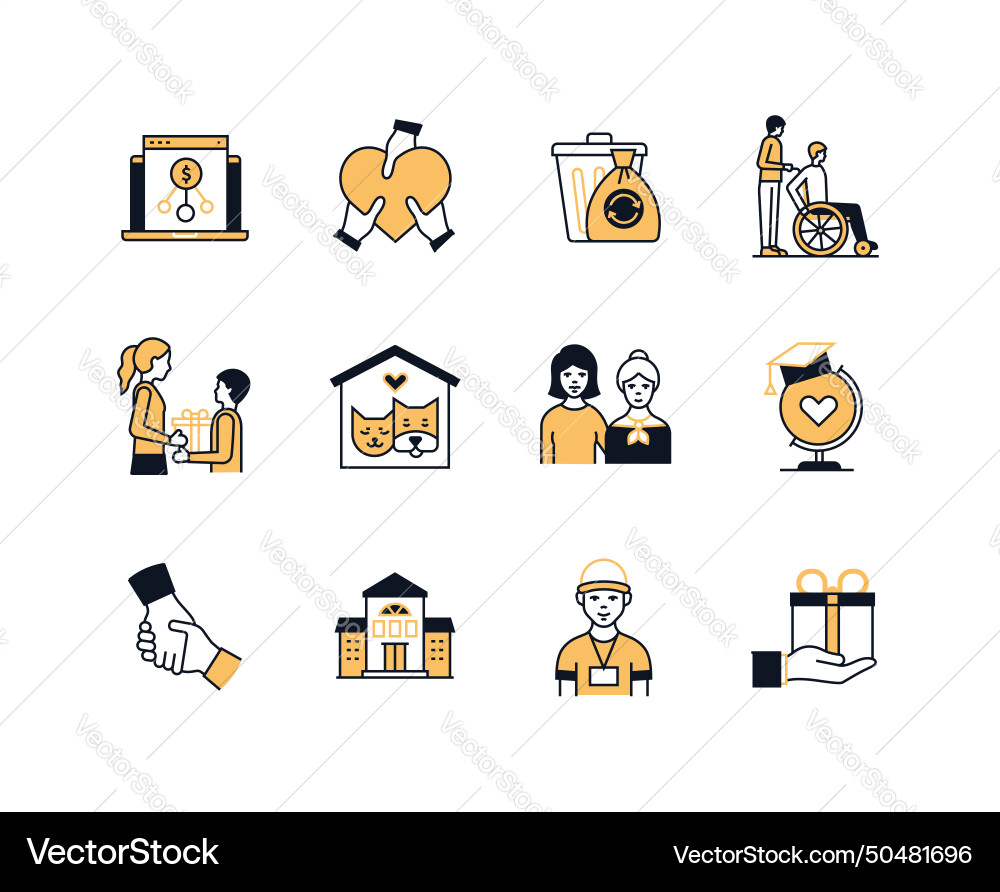 Help and care for those in need - line design vector image