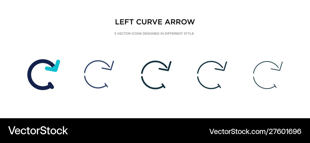 Left curve arrow icon in different style two Vector Image