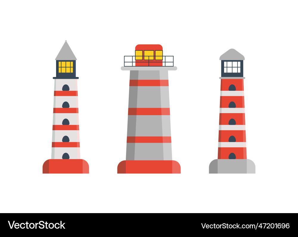 Lighthouse set tower for signal beacon building Lighthouse set tower for signal beacon building vector image