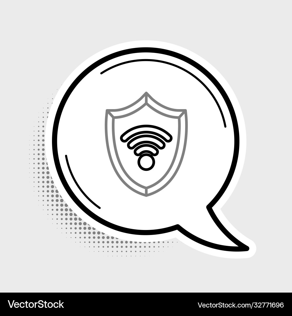 Line shield with wifi wireless internet network Line shield with wifi wireless internet network vector image