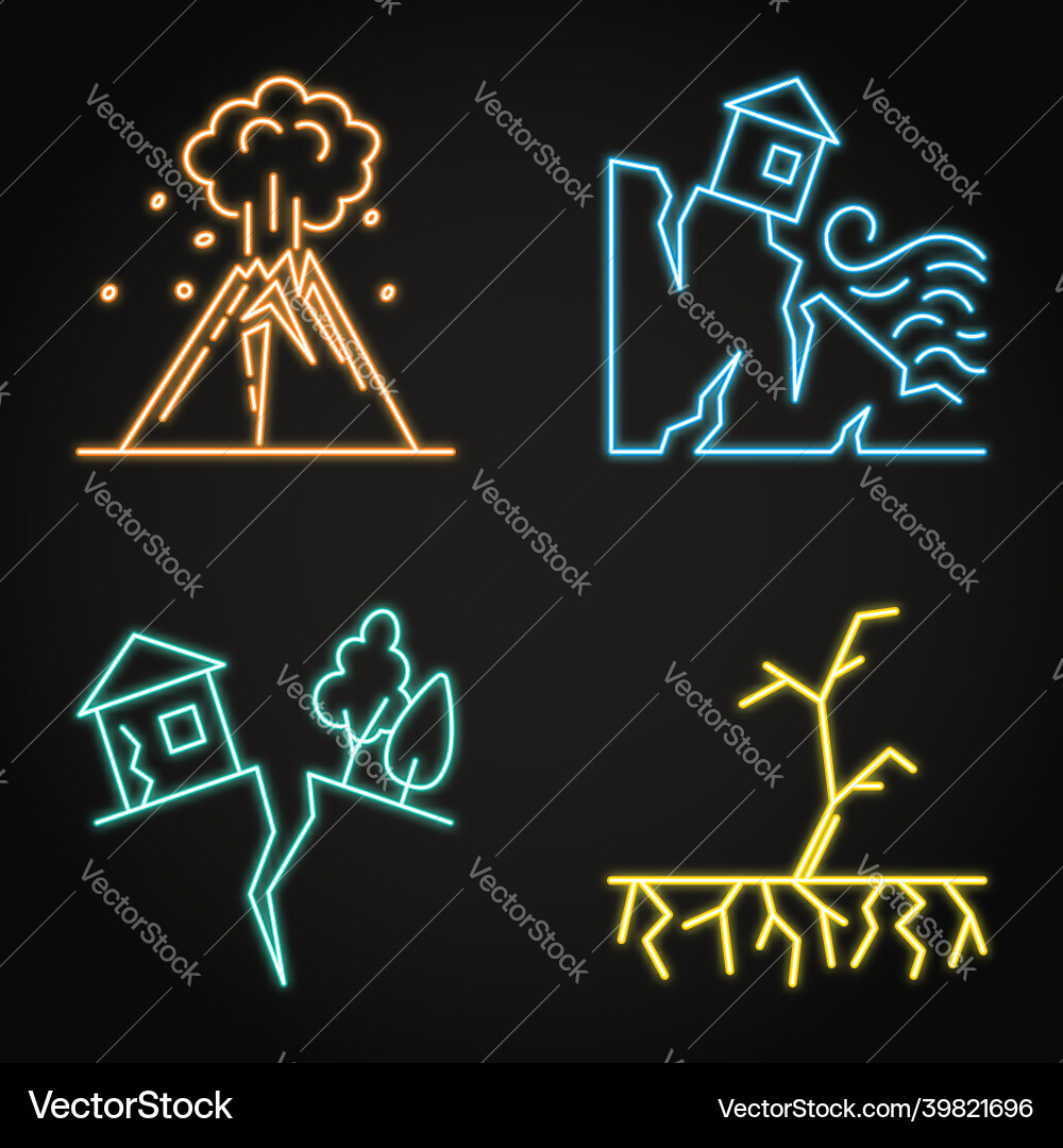 Neon-Ökologie und Klimaschutz-Ikonensatz Neon-Ökologie und Klimaschutz-Ikonensatz vektorbild