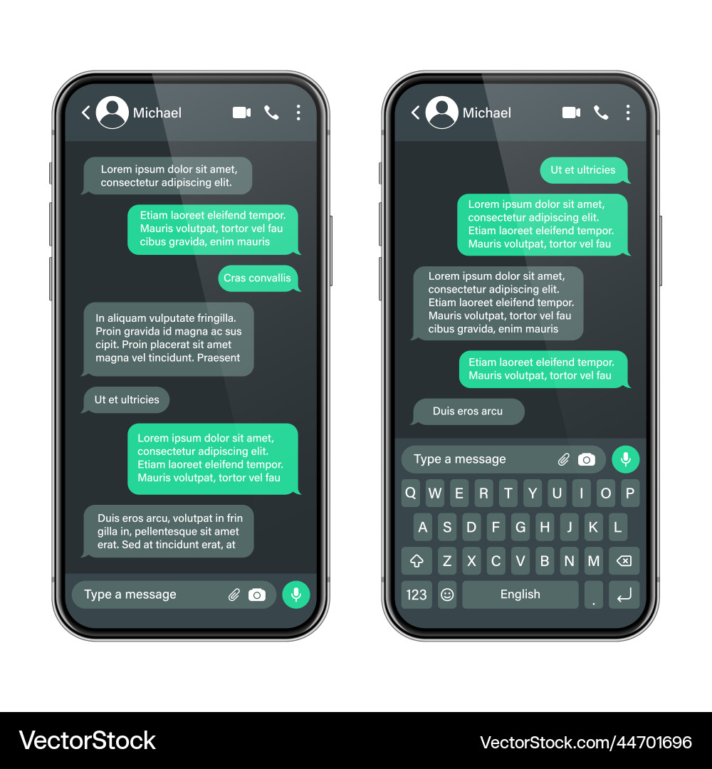 Realistic smartphone with messaging app sms text Realistic smartphone with messaging app sms text vector image