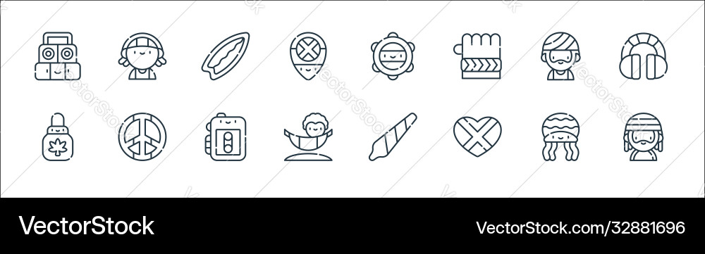 Reggae line icons linear set quality Reggae line icons linear set quality vector image