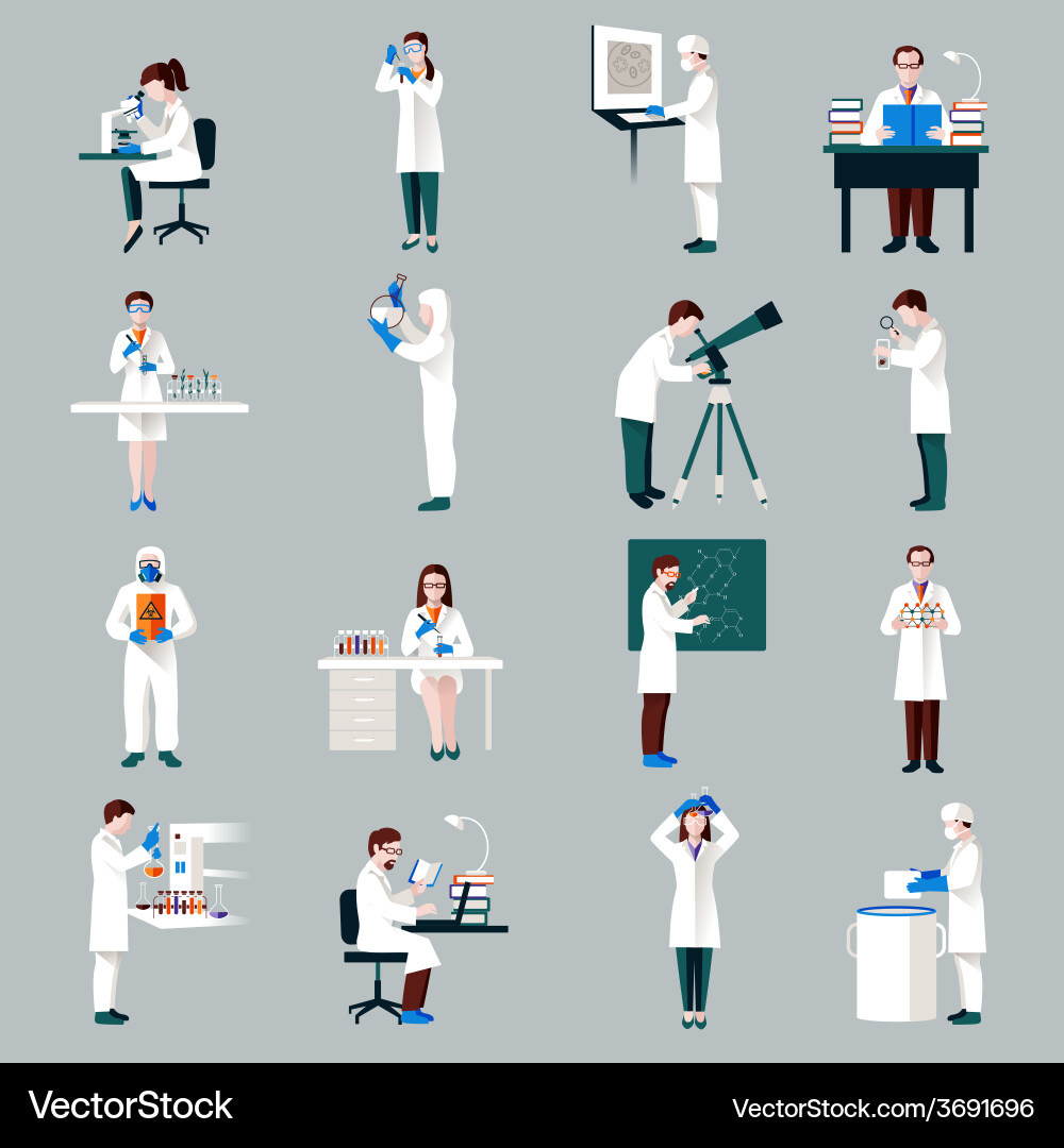 Scientists Working in Lab vector image