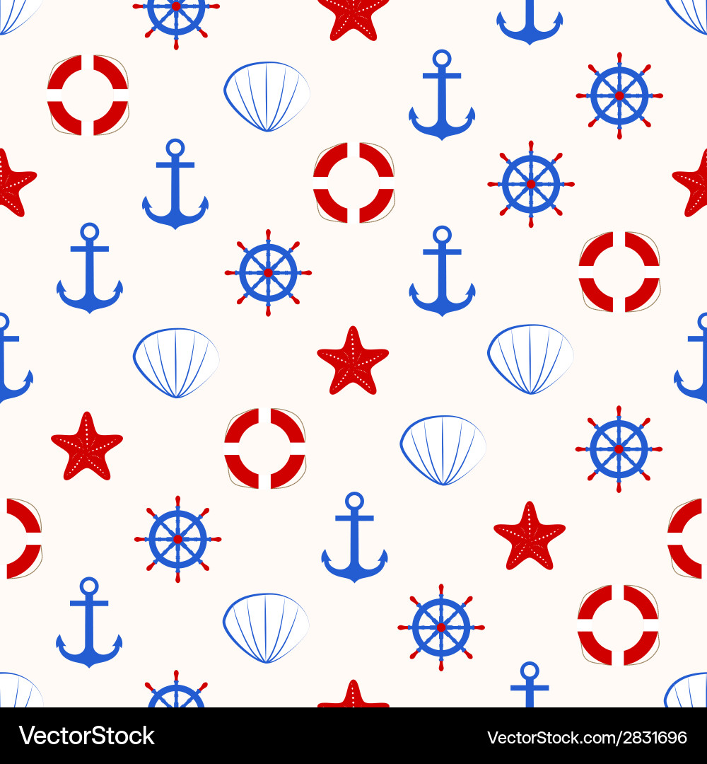 Seamless nautical pattern with sea theme elements Vector Image