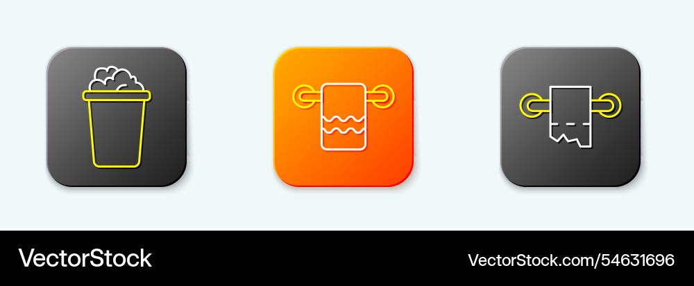Set line bucket with soap suds towel on hanger Set line bucket with soap suds towel on hanger Vector Image