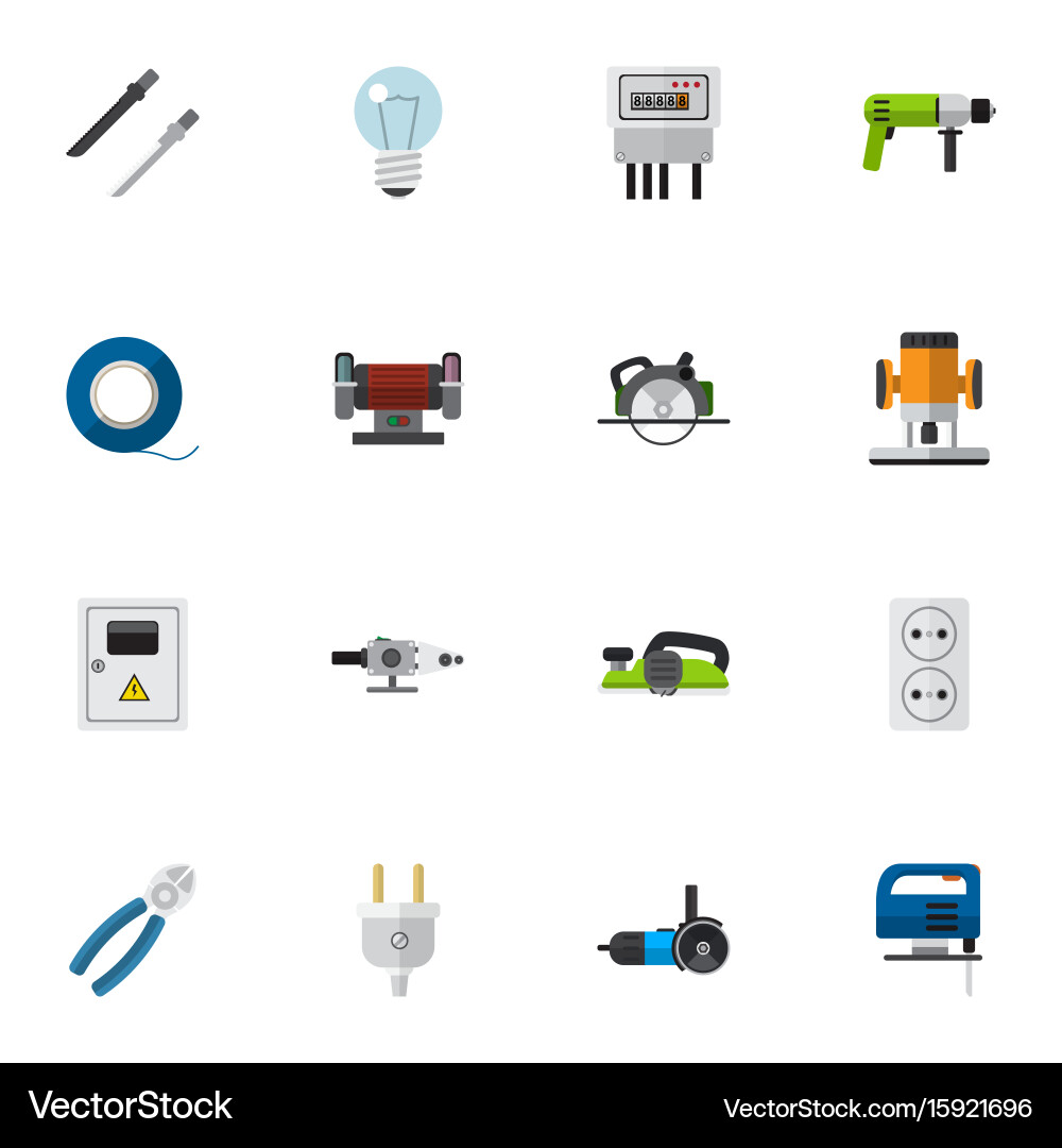 Set of 16 editable instruments flat icons vector image