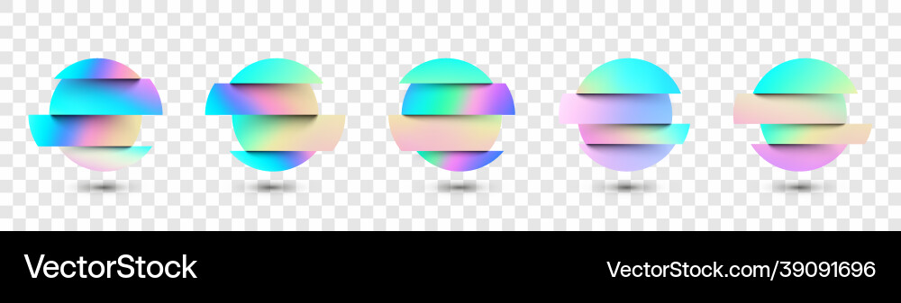 Set of deformed gradient circles in glitch style Set of deformed gradient circles in glitch style vector image