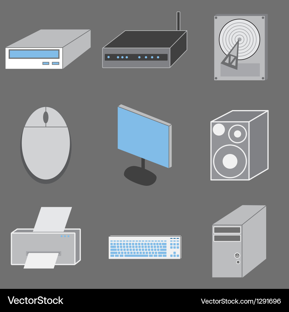 Set of nine computer-tematic icons vector image