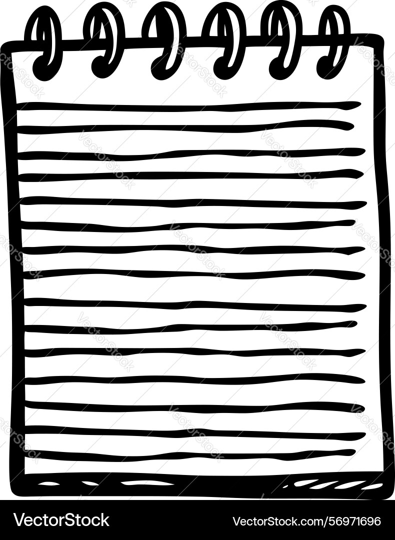 Spiral bound notepad empty pages hand drawn Spiral bound notepad empty pages hand drawn vector image