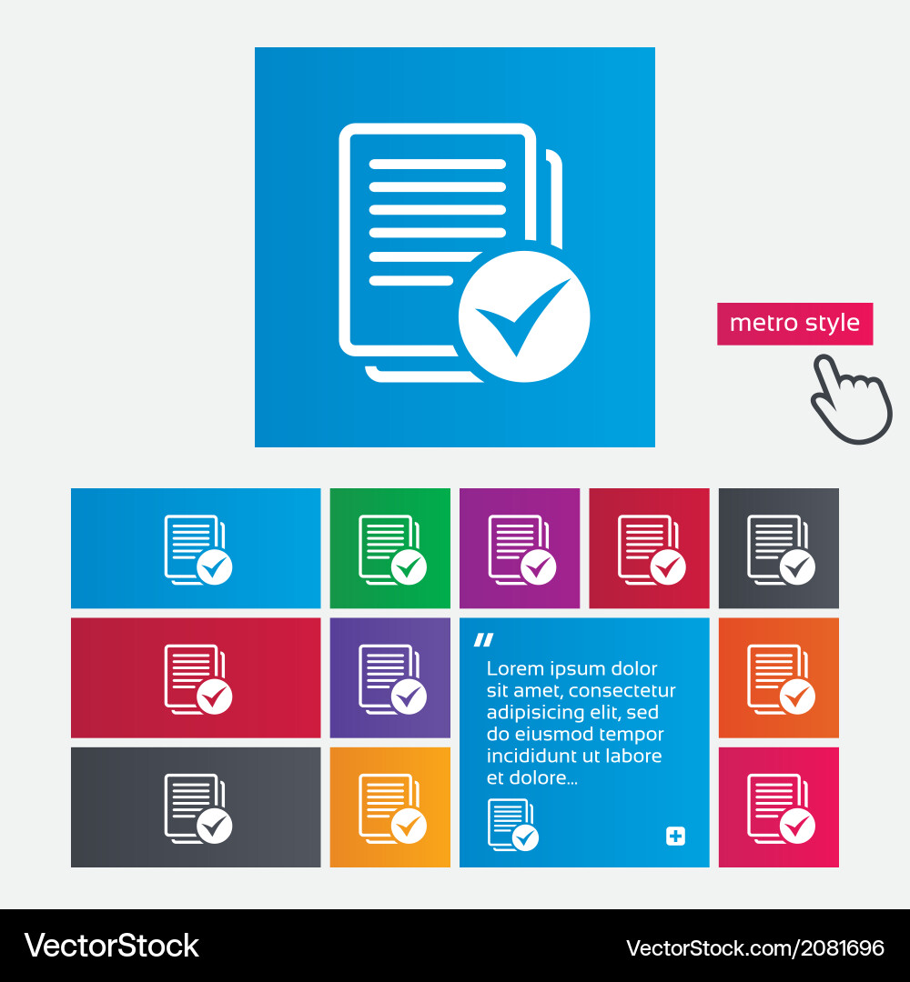 Text file sign icon check document symbol Vector Image