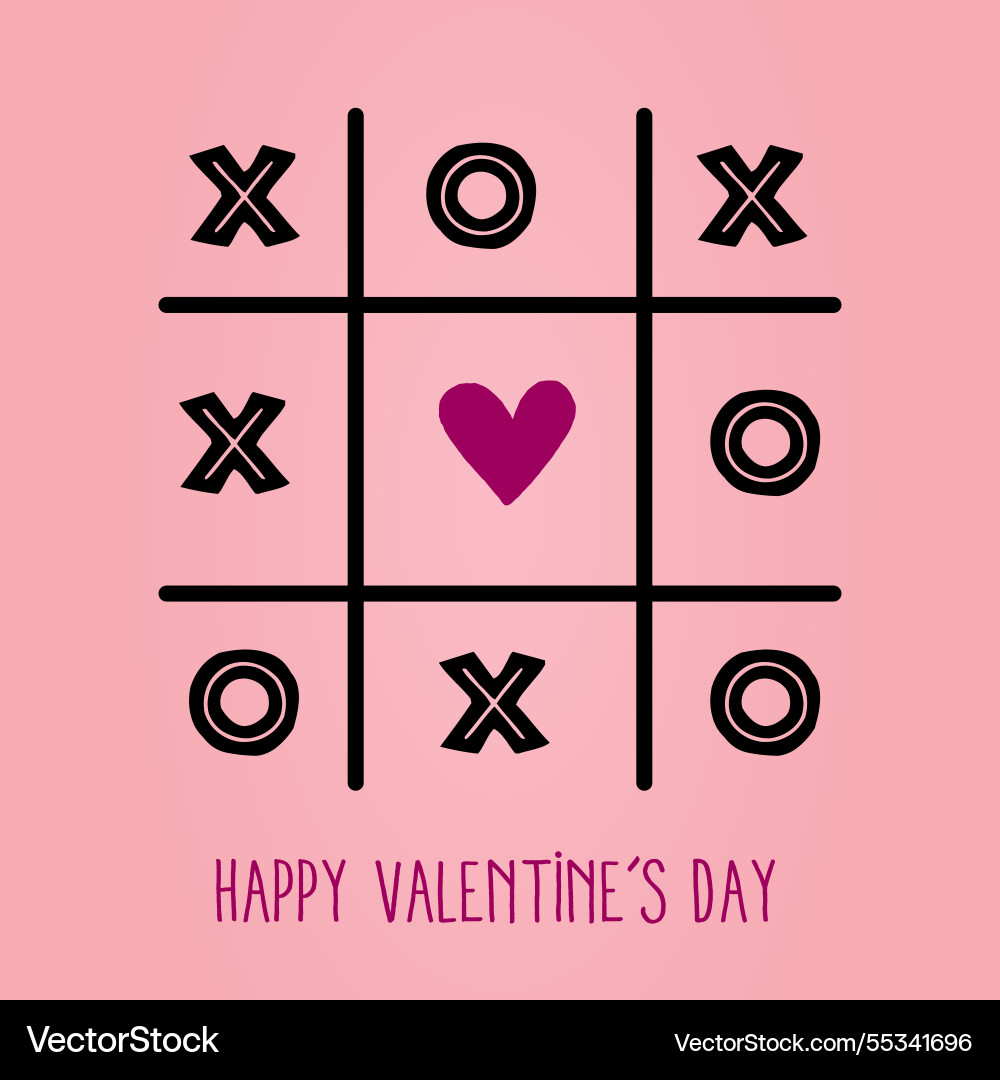 Tic tac toe game with cross and heart sign mark Vector Image