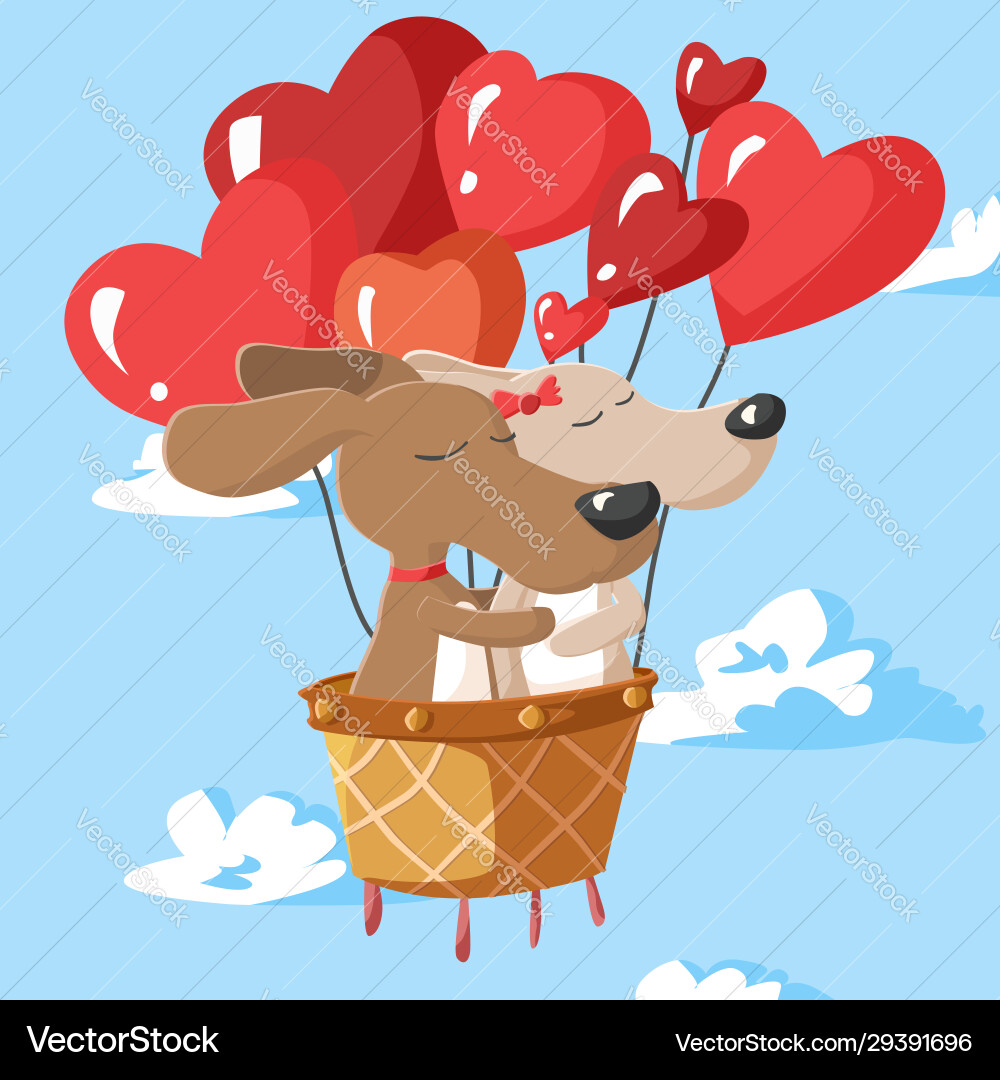 Valentine's Day Dogs in Balloon Vector Image