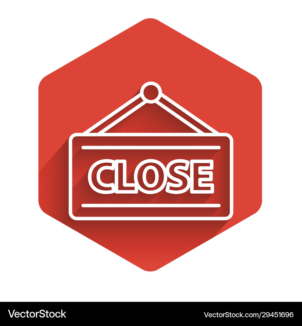 White line hanging sign with text closed icon White line hanging sign with text closed icon vector image