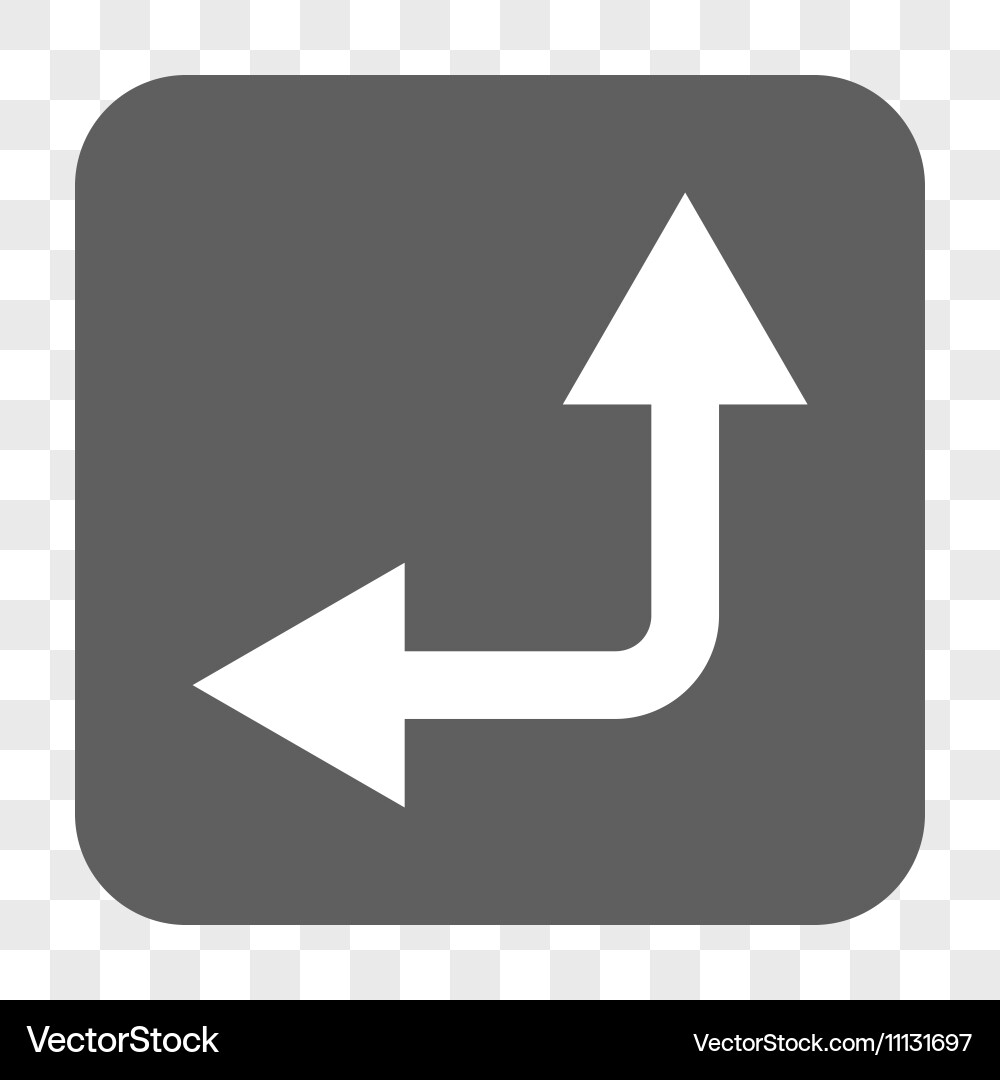 Bifurcation arrow left up rounded square button vector image