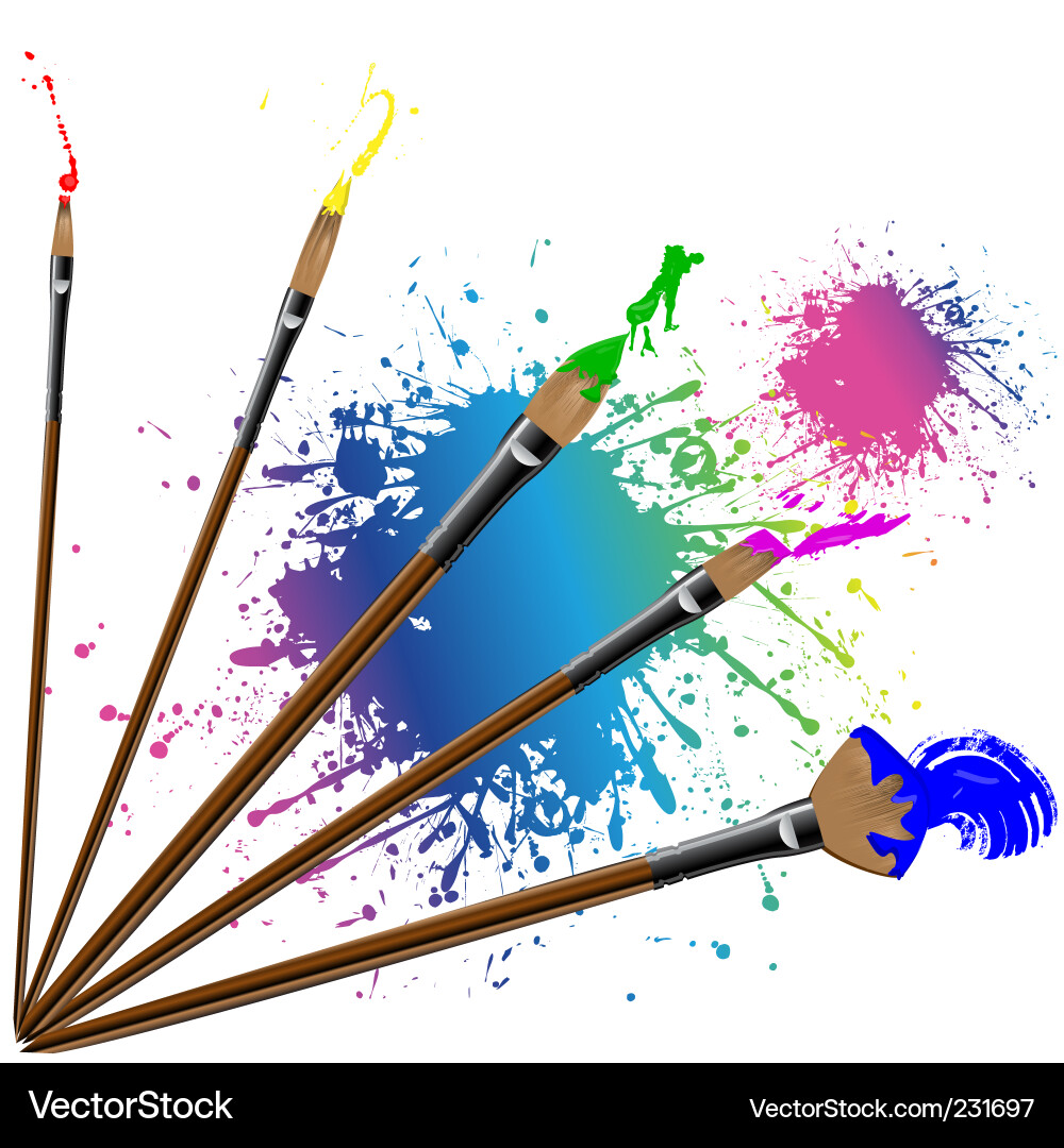 Bunte Farbe Splatter Bürsten Vektorbild