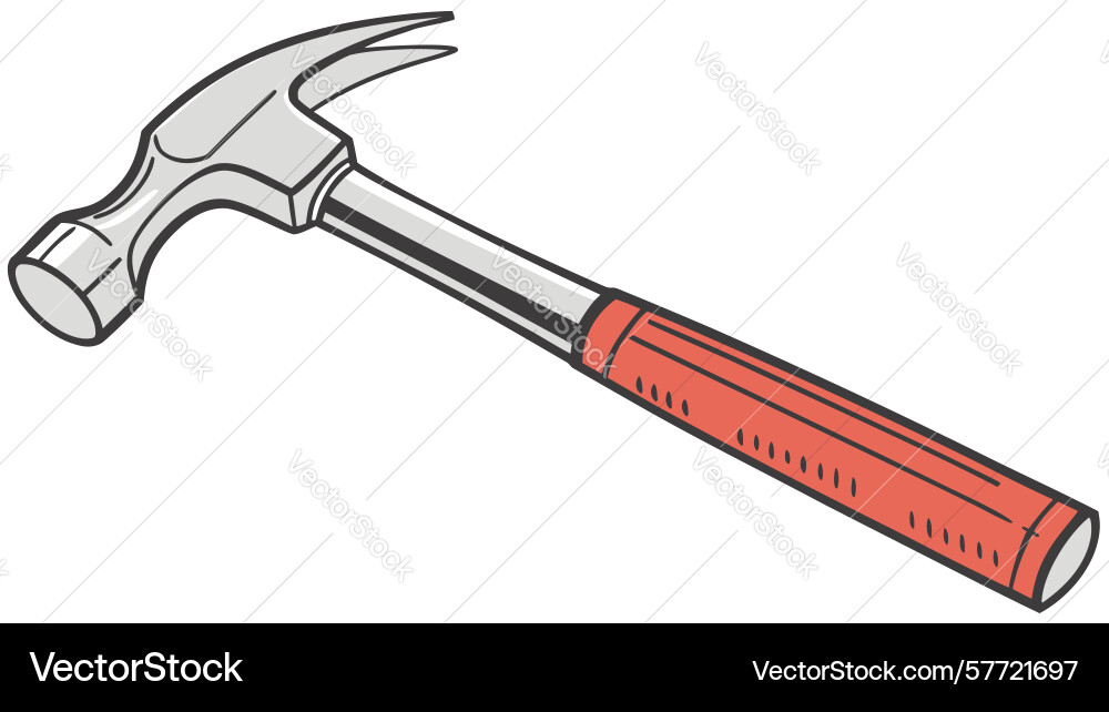 Claw hammer with red handle versatile Vector Image