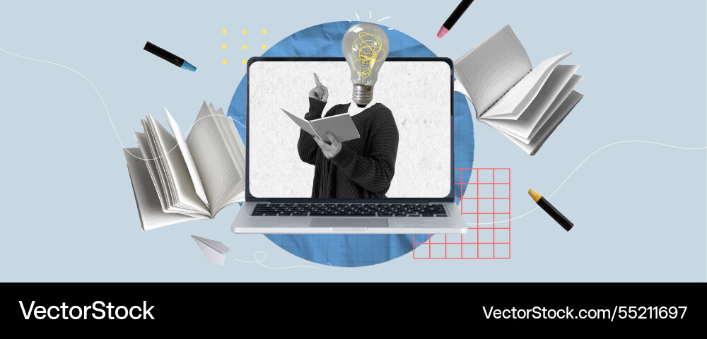 Creative collage of a person with light bulb Creative collage of a person with light bulb vector image