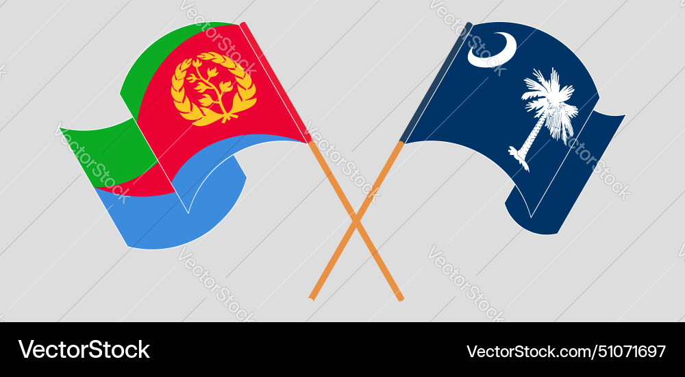 Crossed and waving flags of eritrea the state Crossed and waving flags of eritrea the state vector image