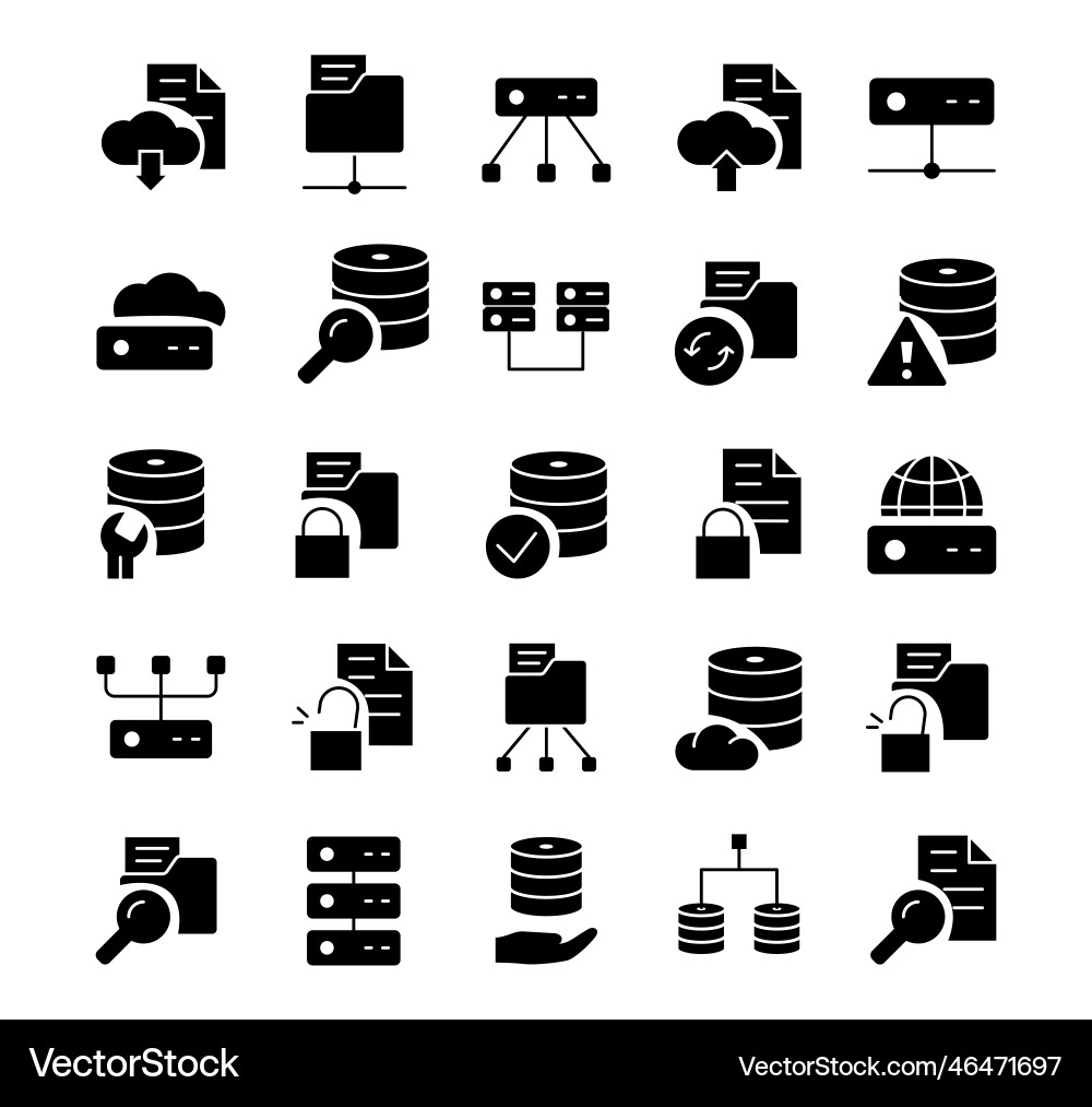 Database & Data Technology Icons vector image