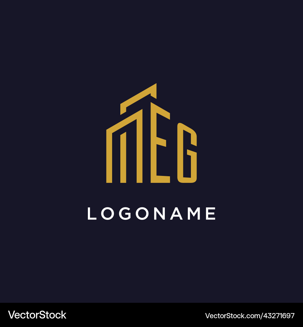 Eg initial monogram with building logo design Eg initial monogram with building logo design Vector Image