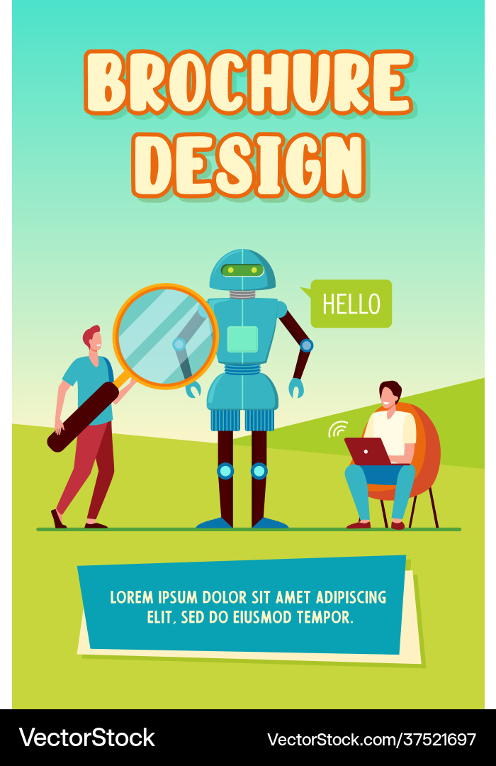 Engineers creating robot vector image