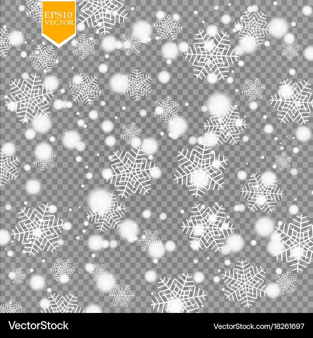 Falling snow effect isolated on transparent Vector Image