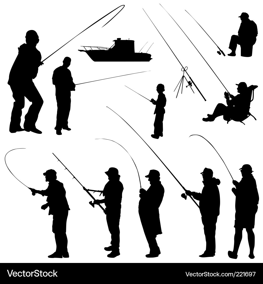 Fischer Silhouette Set Vektorbild
