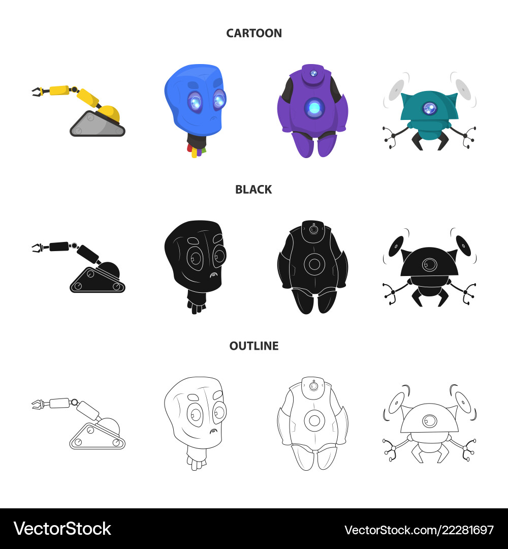 Isolated object of robot and factory sign set Isolated object of robot and factory sign set vector image
